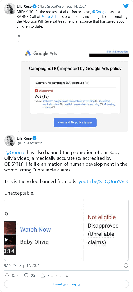 google shuts down abortion pill reversal ads 01